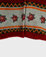 Snuggle up with this vintage 80s boho fleece jacket! With a red and grey color combo, floral pattern, and unbelievably soft feel, you'll be swaddled in comfort with every wear. Cozyness is definitely calling!