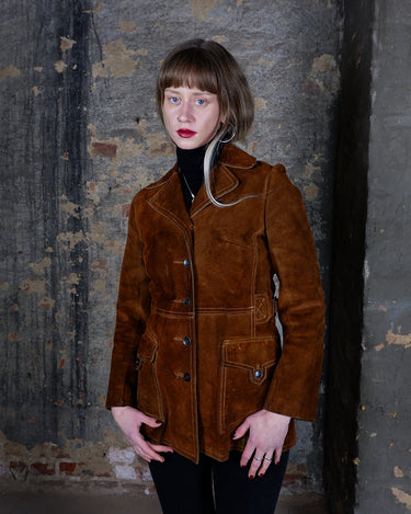 Vintage 70s 80s OPERA brown suede leather jacket | XS