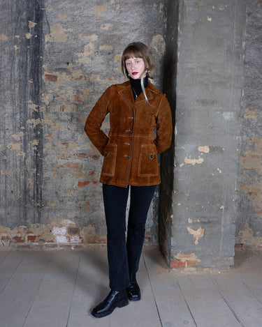 Vintage 70s 80s OPERA brown suede leather jacket | XS