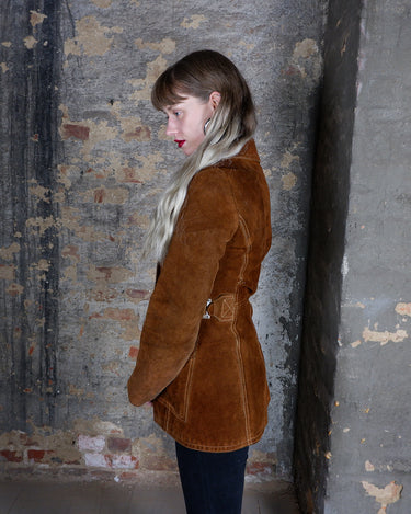 Vintage 70s 80s OPERA brown suede leather jacket | XS