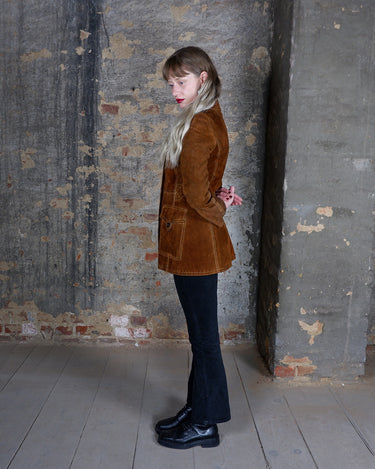 Vintage 70s 80s OPERA brown suede leather jacket | XS