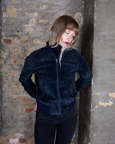 Vintage 80s navy blue bomer jacket | XS