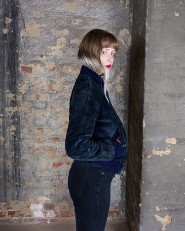 Vintage 80s navy blue bomer jacket | XS