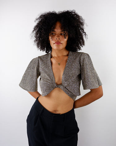 Handmade golden wrap crop top | S-L