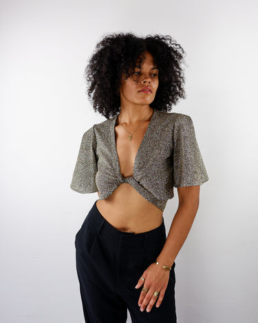 Handmade golden wrap crop top | S-L