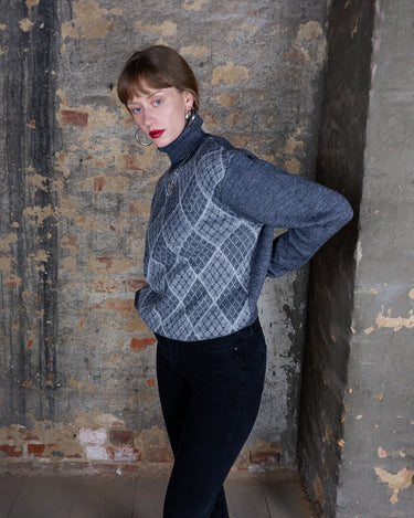 Vintage 90s RINALDI MAGLIERE grey turtlekneck wool mix sweater | S-L