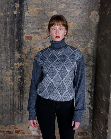 Vintage 90s RINALDI MAGLIERE grey turtlekneck wool mix sweater | S-L