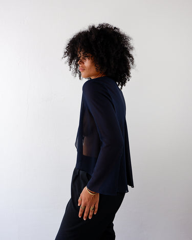 Vintage 90s navy blue (almost black) mesh transparent jacket | S-M