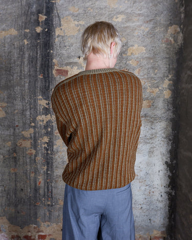 Vintage 90s RASICA brown striped sweater | S-L
