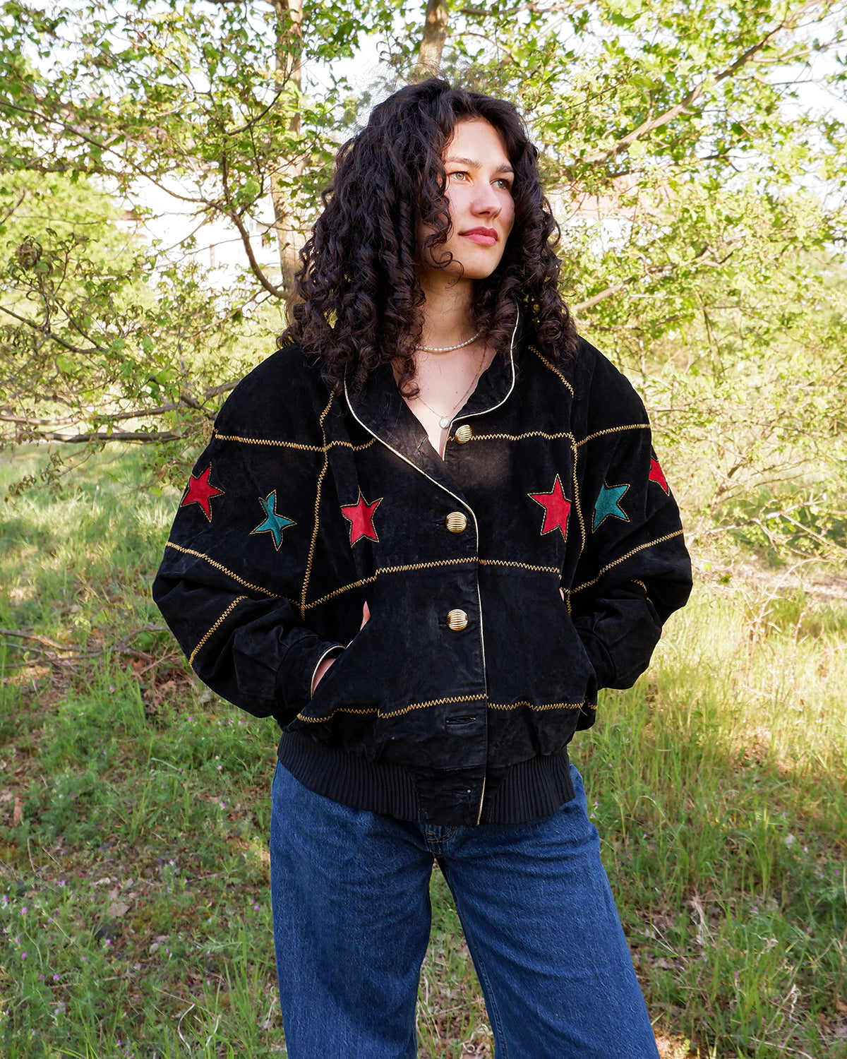 EDDIE BAUER MA-1 TYPE DENIM JACKET 80S 「黒タグ、L」｜SAFARI