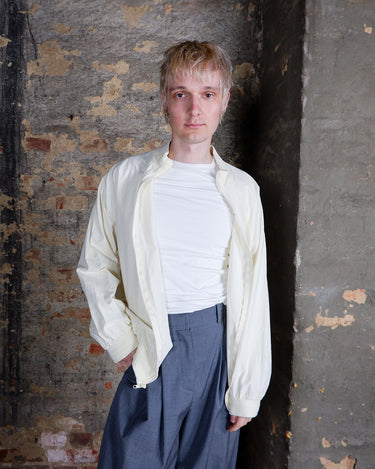 Vintage 90s warm ivory colored cotton bomber jacket (lightweight and thin) | L