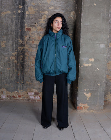 Vintage 80s petrol/green warm lined reversible bomber jacket (oversized fit) | L-XL