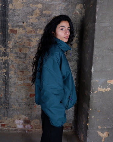 Vintage 80s petrol/green warm lined reversible bomber jacket (oversized fit) | L-XL