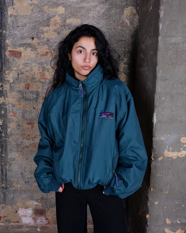 Vintage 80s petrol/green warm lined reversible bomber jacket (oversized fit) | L-XL