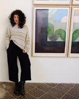 Tired of the same-old, boring sweaters? Look no further than this vintage 80s sweater! It's the perfect mix of classic and oldscool with its dirty white beige hue and classic cable knit pattern. Brown geometric details give it a subtle but unique edge. The thin knit makes it perfect for all-year wear!