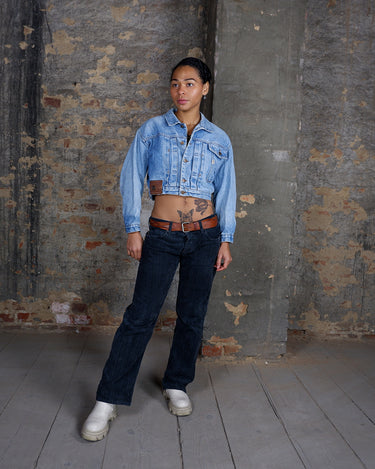 Premium Vintage 80s 90s AMERICANINO light blue cropped denim jacket | XS-S