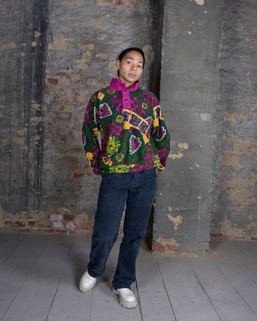 Vintage 80s DACK'S SPORTSWEAR colorful fleece with geometric pattern (thin) | XS-S