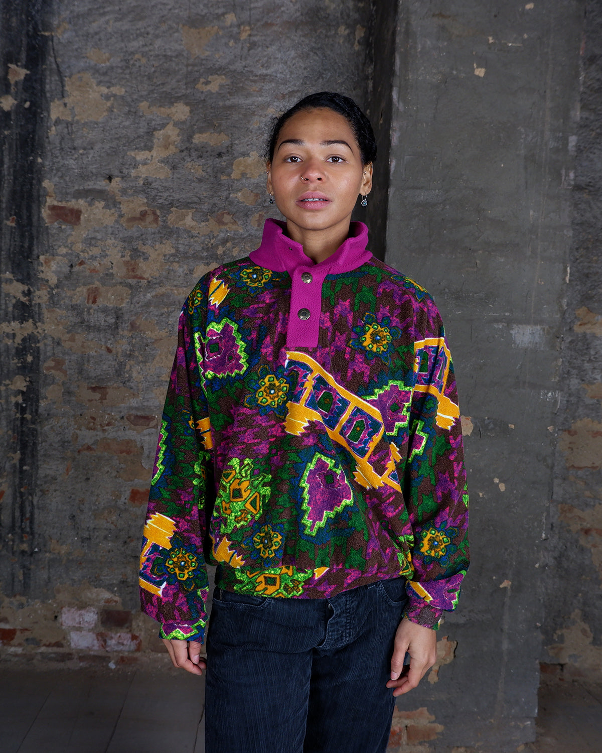 Vintage 80s DACK'S SPORTSWEAR colorful fleece with geometric