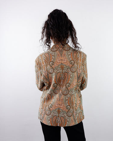 Vintage 90s colorful paisley pattern blazer with shoulder pads | M