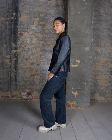 Vintage 90s GIORGIO CUIRS black lightweight buttery soft leather blazer | XS-S