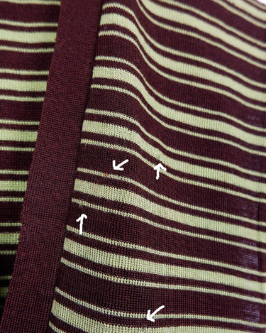 This vintage piece is sure to be a hit! Get out of the ordinary and jump into the ‘90s with this vintage brown vest - fun green stripes make it a true stand-out. It's an old-school classic with an updated twist! Please keep in mind, that this vest has some stains and flaws (last photos)