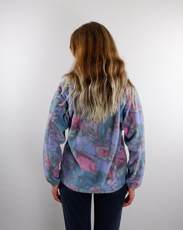 Vintage 80s colorful lightweight half zip fleece | S-M