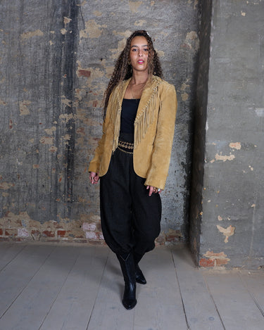 Vintage 90s GIPSY brown fringe jacket (no closure) | M