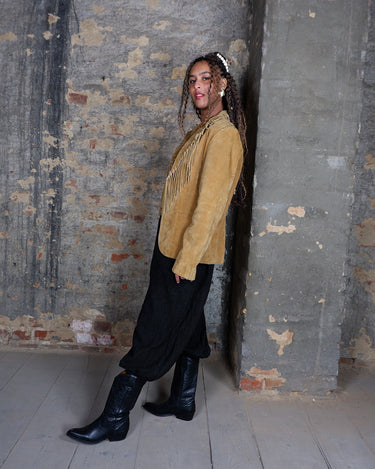 Vintage 90s GIPSY brown fringe jacket (no closure) | M