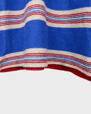 Get cozy in this vintage 90s red and blue striped half zip sweater. Perfect for those chilly days, this sweater is both stylish and comfortable. With its unique half zip design, you can easily adjust the neckline for the perfect fit.