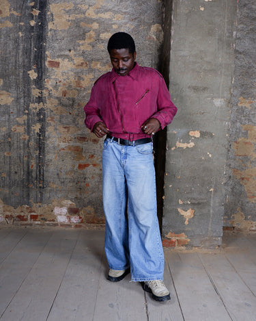 Vintage 80s dark pink silk biker jacket | S-M