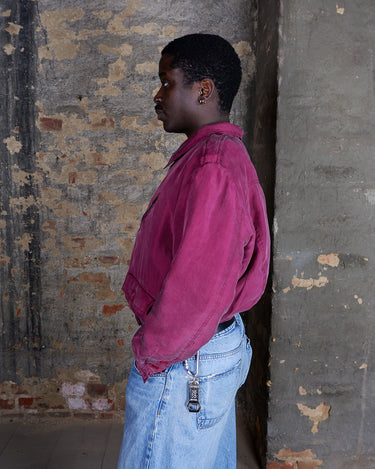 Vintage 80s dark pink silk biker jacket | S-M