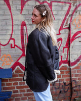 Wrap yourself in cozy luxury with this Premium Vintage 80s black leather shearling coat. This timeless coat has all the bells and whistles for an edgy winter look with maximum comfort! Ready for all that cold-weather fun in this coat?