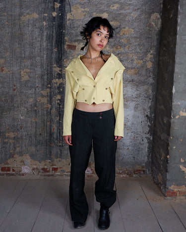 Vintage 80s Ecco yellow double-breasted cropped jacket (thin) | S-M