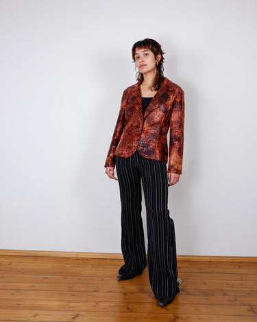 Vintage 90s lightweight red croc print blazer | S