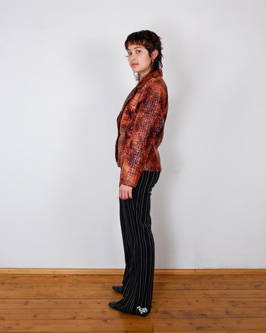 Vintage 90s lightweight red croc print blazer | S