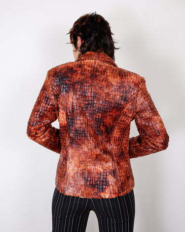 Vintage 90s lightweight red croc print blazer | S