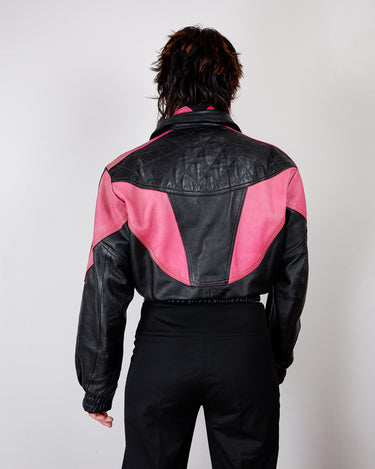Vintage 90s IXS motorcycle jacket in black and pink | XS