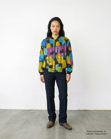 Vintage 90s colorful lightweight bomber jacket | M