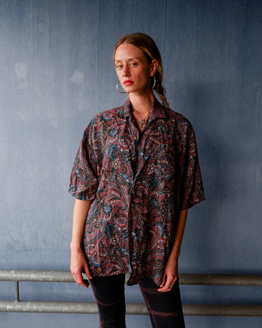 Vintage 90s colorful paisley pattern shirt | L-XL
