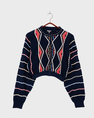 Vintage 90s navy blue coogi style crop sweater | S-M