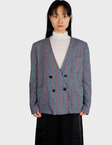   Treat yourself to a totally radical 80s blazer (thin) ! This striped piece has all the vintage vibe of the era, plus some unmistakable shoulder pads for that extra edge.