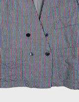   Treat yourself to a totally radical 80s blazer (thin) ! This striped piece has all the vintage vibe of the era, plus some unmistakable shoulder pads for that extra edge.